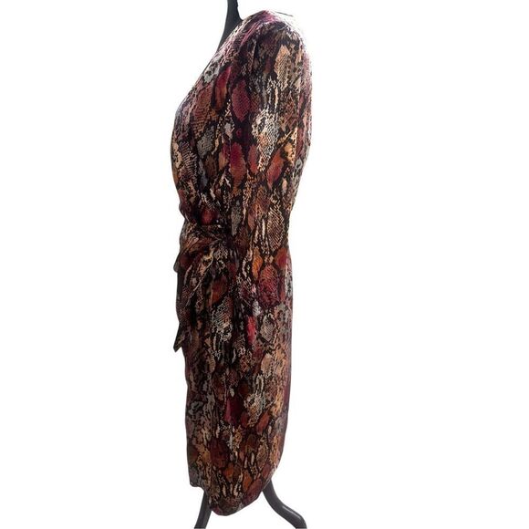 REBECCA TAYLOR woman’s 10 Snakeskin Print 100% Silk Wrap Dress career - Picture 5 of 10